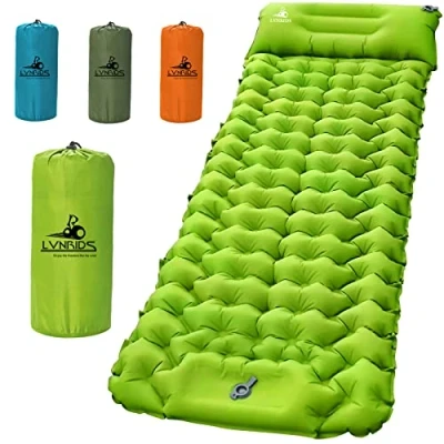 Abbildung von LVNRIDS Isomatte Selbstaufblasend Ultraleicht, Luftmatratze Camping Selbstaufblasbare Aufblasbare Matratze 3.9 inch Dicke mit Fußpresse Pumpe und Kissen für Reise Wandern Strand Hellgrün