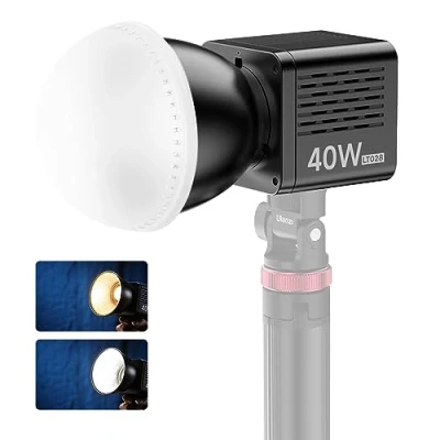 Abbildung von ULANZI 40W COB Video Licht, Bi Color 2500 6500K LED Videoleuchte mit eingebautem 3400mAh Akku, CRI 95+/TLCI 96+, Streaming Licht 8 Lichteffekten und Mini Bowens Mount, für Fotografie,