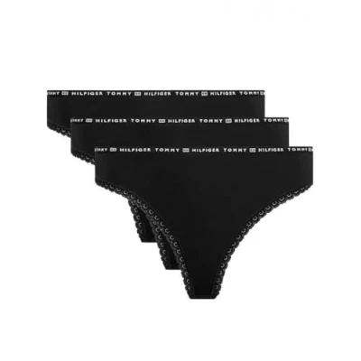 Abbildung von Tommy Hilfiger Thong 3 PACK String, Damen, Größe: XS, Black/black/black