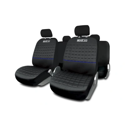 Abbildung von SPARCO LAZIO SPC1042AZ Sitzschonbezug blau/schwarz Polyester vorne und hinten