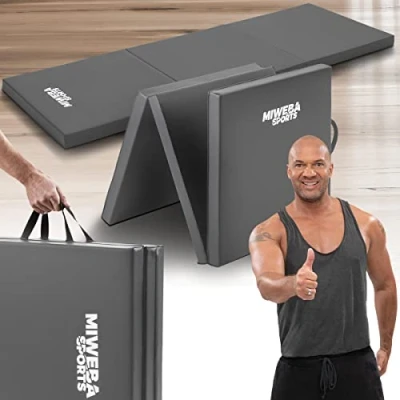 Abbildung von Miweba Sports Gymnastikmatte GM100 Klappbare Weichbodenmatte 180x60x5cm Rutschfeste Sportmatte Fitnessmatte Turnmatte Trainingsmatte Bodenmatte Spielmatte Yogamatte (Grau)