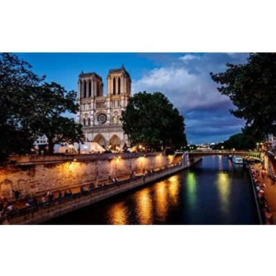 Abbildung von Haeran River Paris Frankreich Notre Dame City Night Bridge DIY 5D Diamond Painting by Number Unique Kits Home Wall Decor Crystal Strass
