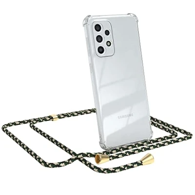 Abbildung von EAZY CASE Handykette kompatibel mit Samsung Galaxy A33 (5G) Handyhülle Umhängeband, Handykordel Schutzhülle, Silikonhülle, Hülle Band, Stylische Kette Hülle, Grün Camouflage