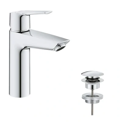 Abbildung von GROHE QuickFix Start Waschtischarmatur Wassersparend Inkl. Push Open Ablaufgarnitur Chrom