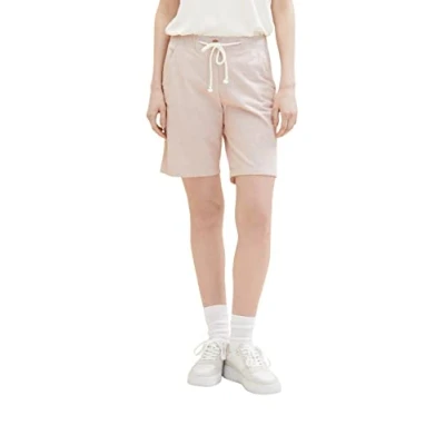 Abbildung von TOM TAILOR Damen 1036631 Bermuda Shorts, 32181 Terracotta Offwhite Stripe, 32