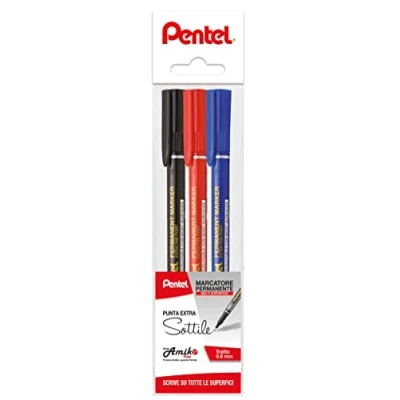 Abbildung von Pentel NF450 Permanentmarker extra feine Farben ass.ti 3 Stück