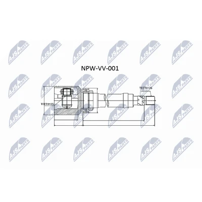 Abbildung von NTY NPW VV 001 Gelenksatz Vorderachse rechts VOLVO: 850 Kombi, V70 I, Limousine