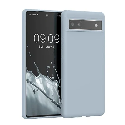 Abbildung von kwmobile Hülle kompatibel mit Google Pixel 6a weiches TPU Silikon Case Cover geeignet für kabelloses Laden Hellblau