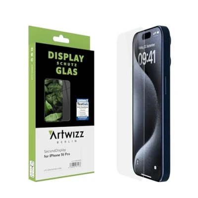 Abbildung von Artwizz SecondDisplay Displayschutz kompatibel für iPhone 16 Pro HD Schutzglas aus Sicherheitsglas, 9H Härte