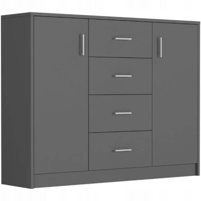 Abbildung von Home Collective Kommode mit 2 Türen &amp; 4 Schubladen Funktional Modern, 110x35x85 cm, Anthrazit