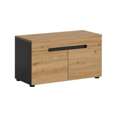 Abbildung von xonox.home Garderobe Canu X4CE1631 Sitzbank Bank Schuhregal in Front Artisan Nb., Korpus Basalt grau Absetzung Nb.ca. 80x45x37 cm