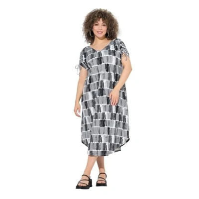 Abbildung von Ulla Popken Damen große Größen Übergrößen Plus Size Kleid, Batikstreifen