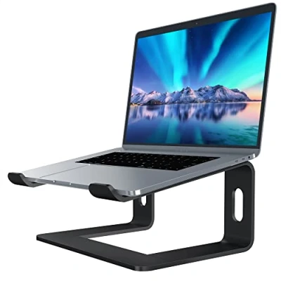 Abbildung von SOUNDANCE Laptop Ständer, Aluminium Computer Erhöhung, ergonomischer Ständer für den Schreibtisch, Metall Halterung, kompatibel mit 10 bis 15,6 Zoll Notebook Computern, Schwarz