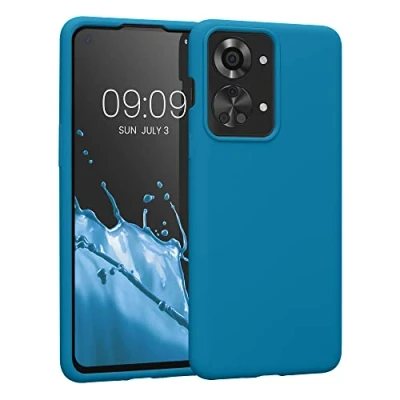 Abbildung von kwmobile Hülle kompatibel mit OnePlus Nord 2T 5G Silikon Handy Case Handyhülle weiche Oberfläche kabelloses Laden Karibikblau