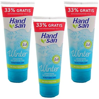 Abbildung von 100ml Handsan Winter Handcreme 2in1 24h Feuchtigkeit mit Shea &amp; Cocoa Butter PH Neutral