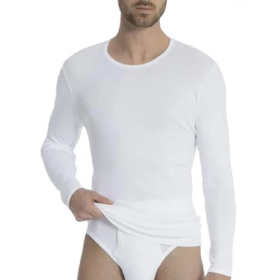 Abbildung von Calida Tshirt Langarm Unterhemd/shirt, Herren, Größe: Small, White