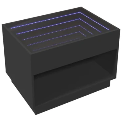 Abbildung von vidaXL Couchtisch, Beistelltisch mit Infinity LED, Kaffeetisch Sofatisch für Wohnzimmer, Wohnzimmertisch Stauraum, Schwarz Holzwerkstoff Glas