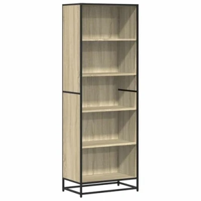 Abbildung von vidaXL Bücherregal, Bücherschrank Regal mit Stauraum, Standregal für Wohnzimmer Büro, Büroregal Aktenregal Aufbewahrungsregal, Sonoma Eiche Holzwerkstoff