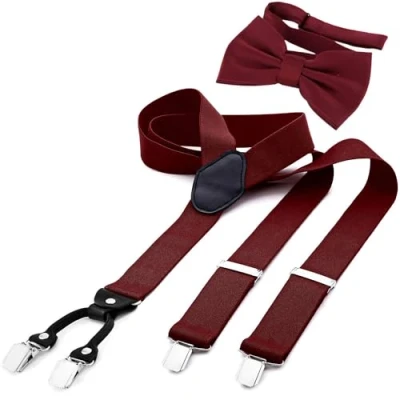 Abbildung von DonDon Hosenträger 3,5 cm breit (2er Set, 2 St) 2er Y Form, farblich passende Fliege