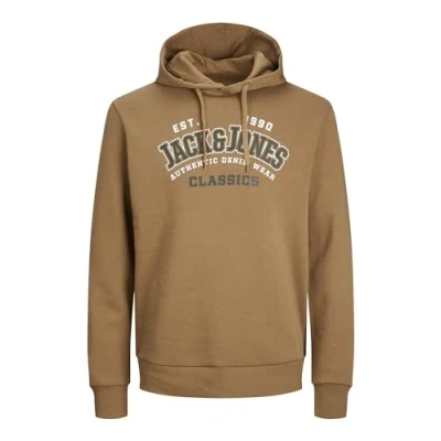 Abbildung von JACK&amp;JONES Hoodie Plus Size Sweater mit Logo Print Kapuzen Pullover Sweatshirt JJELOGO, Farben:Braun 2,Größe Pullover:3XL
