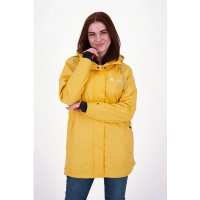 Abbildung von Deproc Active Damen Friesennerz Regenmantel Mit Kapuze Gefüttert Wasserdicht Wetterfest Übergangsjacke New Ellesmere Regenjacke, Sun Yellow, 48 EU