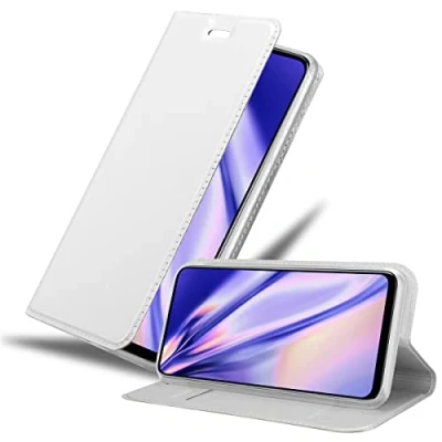 Abbildung von Cadorabo Hülle kompatibel mit Honor 9X aus Premium Kunst Leder Flip Klappbare Stoßfeste Magnetische [Standfunktion] [Kartenfächern] Cover für Tasche in Silber
