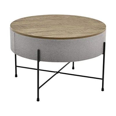 Abbildung von en.casa Couchtisch, Stylischer Couchtisch »Tauranga« Rund Wallnussoptik/Grau