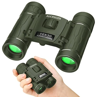 Abbildung von Kids Binoculars Compact for Bird Watching Hunting with Low Night Vision AUCRSOZK 10x30 Small Mini Lightweight Folding Pocket Binocular Telescope Toy Boys and Girls Outdoor Green