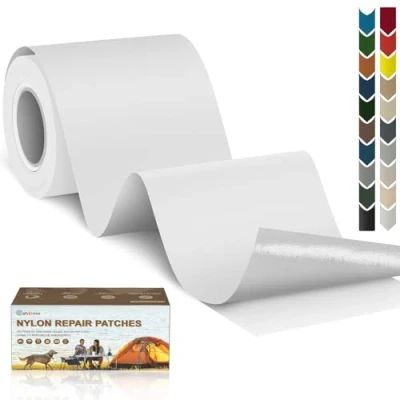 Abbildung von Nylon Reparatur Patches, Cahomo 7.6 X 200 cm Selbstklebender Wasserdichte Patch, Flicken Selbstklebend, für Jacken, Zelte, Oberbekleidung Weiß