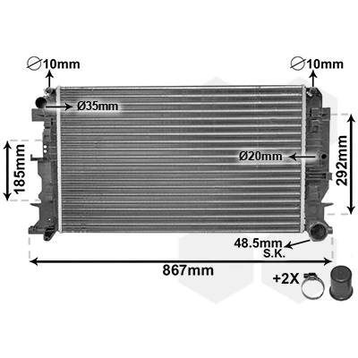 Abbildung von VAN WEZEL *** IR PLUS 58002271 Kühler, Motorkühlung Aluminium 680 385 25 mit Zubehör Kühlrippen mechanisch gefügt
