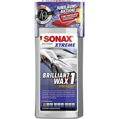 Abbildung von SONAX 2017410 XTREME Brilliant Wax 1 AktionsSet 70 Jahre (500 ml) flüssiges Hartwachs inkl. gratis Applikationsschwamm und Mikrofasertuch Art Nr. 2018410