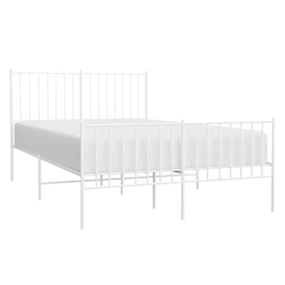 Abbildung von vidaXL Bettgestell, Bettrahmen mit Kopfteil Fußteil, Metallbett Bett Lattenrost, Doppelbett Gästebett Schlafzimmer, Metall Weiß 120x200cm