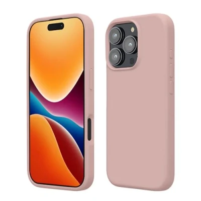 Abbildung von kwmobile Hülle kompatibel mit iPhone 16 Pro Silikon Handy Case Handyhülle weiche Oberfläche kabelloses Laden Altrosa