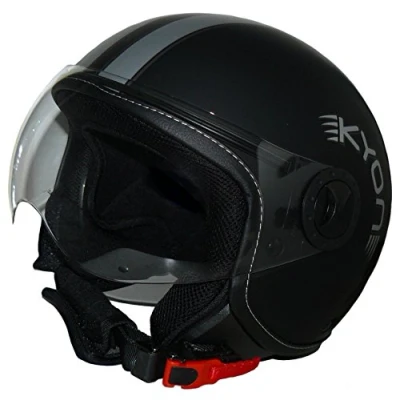 Abbildung von protectWEAR Herren H710 L Jethelm mit Visier H730 L, Schwarz matt Silberstreifen, EU