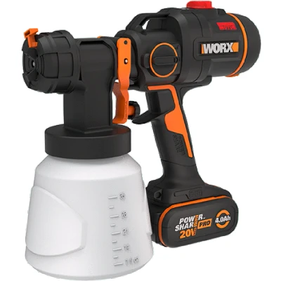 Abbildung von Worx Farbsprühgerät &quot;WX020 NITRO&quot;, 3 Sprühform &amp; 4 Düsengrößen, inkl. Akku Schnellladegerät