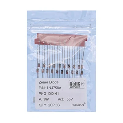 Abbildung von HUABAN 20PCS 1N4758A 1N4758 Silizium Planar Power Zener Diode 1W 56V DO 41 (DO 204AL) Axial Diodes 1 Watt 56 Volt