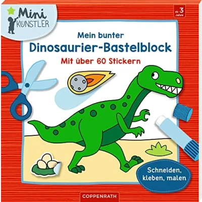 Abbildung von Mein bunter Dinosaurier Bastelblock: Mit über 60 Stickern Schneiden, kleben, malen (Mini Künstler)