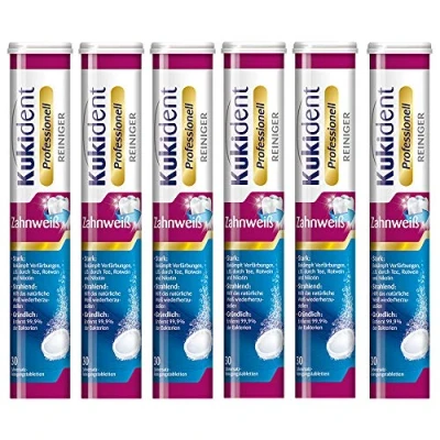 Abbildung von Kukident Professionell Zahnweiß Reinigungstabletten (Spar Pack, [180 St. (6 x 30 St) Stark &amp; Strahlend)