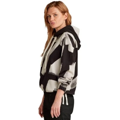 Abbildung von G Star Calligraphy Allover Loose Kapuzenpullover, Damen, Größe: Large, Dk black raw paint