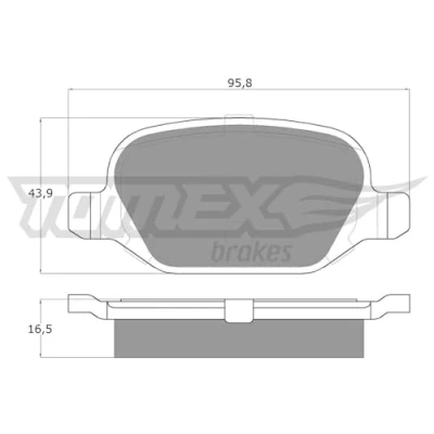 Abbildung von TOMEX brakes TX 12 70 Bremsbelagsatz Hinterachse ALFA ROMEO: 147, 156 Sportwagon, GT, FIAT: Linea, LANCIA: Lybra Kombi, Limousine