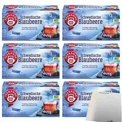 Abbildung von Teekanne Schwedische Blaubeere 20 Teebeutel 6er Pack (6x45g Packung) + usy Block