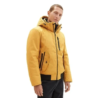 Abbildung von TOM TAILOR Herren 1037343 Blouson Winterjacke mit Abnehmbarer Kapuze, 10533 golden Fall, XL