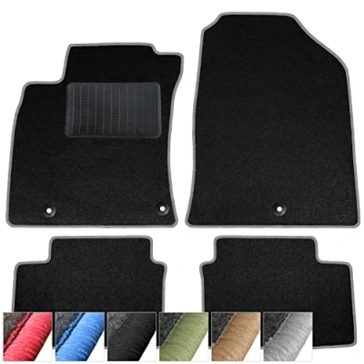 Abbildung von moto MOLTICO Fußmatten Auto Velours Autoteppiche Schwarz Automatten Set 4 teilig passend für Kia Picanto II 2011 2017 (Graue Ziernähte)