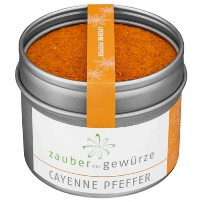 Abbildung von Zauber der Gewürze Cayennepfeffer, Cayenne Pfeffer als Pulver gemahlen, scharf, Top Qualität in wiederverschließbarer Aroma Dose, 50 g
