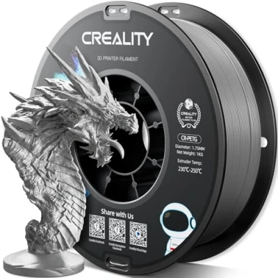 Abbildung von Creality PETG Filament 1.75mm, Hohe Präzision, Starke Zähigkeit, Geruchlos, Besserer Fluss, 1kg 3D Drucker Filament, 1.75mm Maßgenauigkeit +/ 0.02mm, Grau