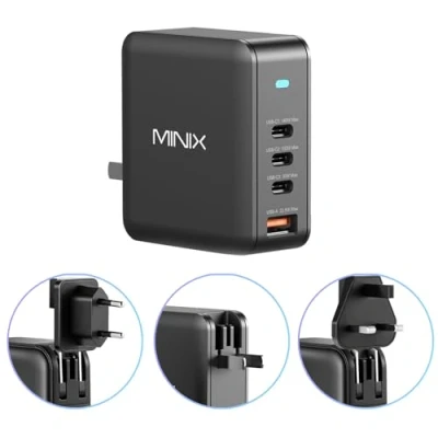 Abbildung von MINIX 165 W USB C Ladegerät, GaN II Ladegerät PD3.1 Max 140 W, Turbo 4 Port Wandladegerät, Schnellladestation, kompatibel mit MacBook Pro/iPad Air/iPhone15 14 13Pro Max/Galaxy S24 Ultra und mehr