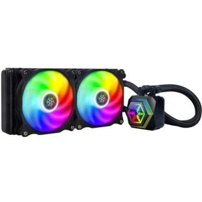 Abbildung von SilverStone Technology SST PF240 ARGB V2 PermaFrost Premium Wasserkühler, zweifach einstellbare 120 mm PWM, ARGB, Intel/AMD