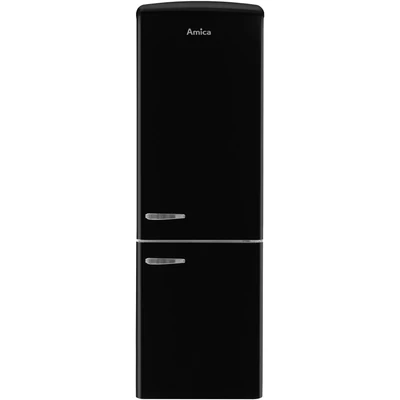 Abbildung von Amica KGCR 387 109 S Retro Kühl /Gefrierkombination/NoFrost/Schwarz / 200cm (H) x 60cm (B) 73cm (T) Design/Kühlschrank mit Gefrierfach