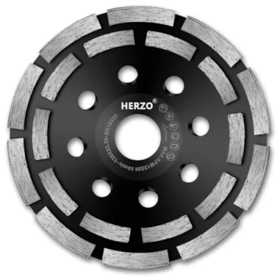 Abbildung von HERZO Diamantschleiftopf 125mm für Beton, Granit, Naturstein, Stein, Mauerwerk. Diamant Schleiftopf Winkelschleifer