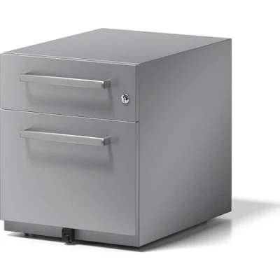 Abbildung von BISLEY Rollcontainer Note mit Griff, 1 Universalschublade, HR Schublade, Metall, 355 Silber, 56.5 x 42 49.5 cm